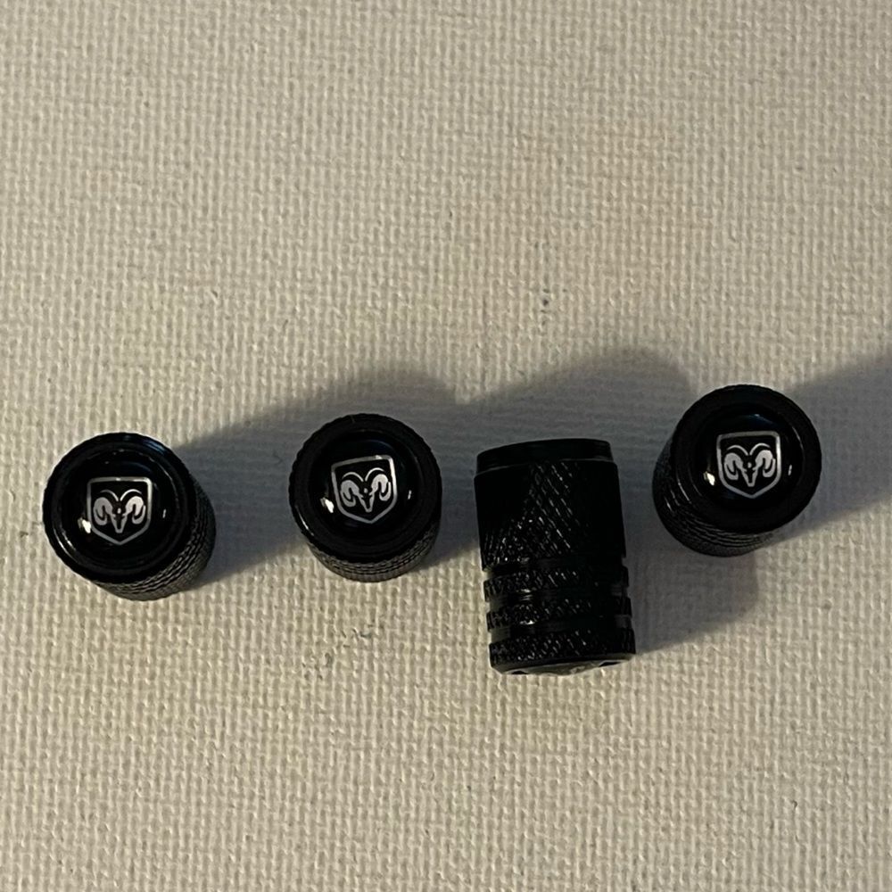Dodge Logo Valve Stem Caps in Black Set of 4 NWT